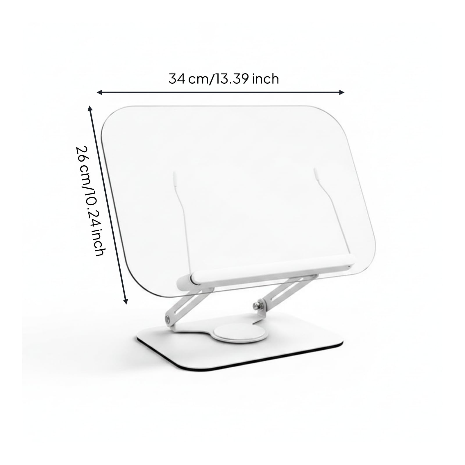 Soporte Lectura Acrílico Transparente Atril Escritorio Ergonómico Porta Libros para Lectores, Estudiantes, Soporte De Lectura Acrílico Giratorio, Tamaño Mediano, Versión Engrosada