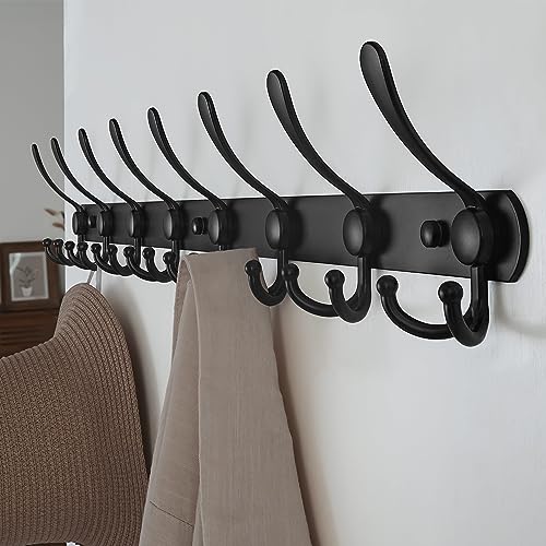 image for Dseap Coat Rack Wall Mount - 29.5” Long 8-Tri-Hooks Heavy Duty Coat 