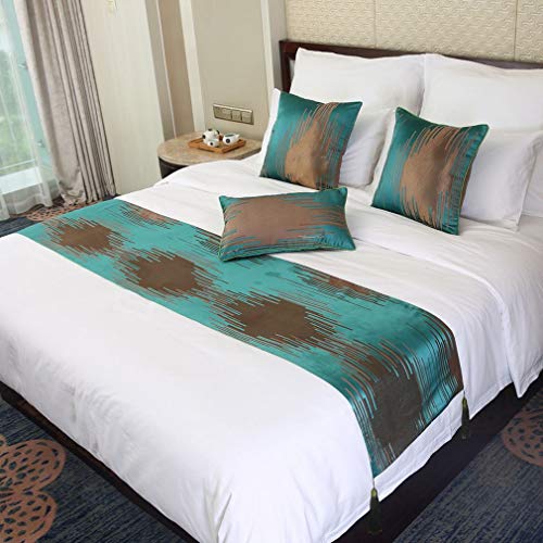 Chemin de lit avec franges COMVIP vert et moderne en tissu polyester - 3