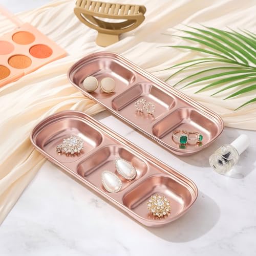Image of 4 Pcs Esthetician Bowls Face Mask Tray Esthetician Supplies Stainless Steel Compartment Serving Tray Women Skincare Products Facial Bowl for Spa Salon Aesthetician Beauty, Nail Art (Rose Gold,Medium)
