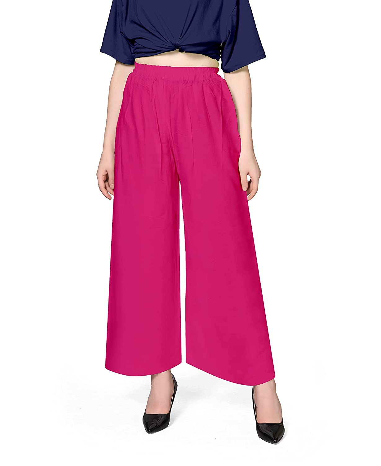 thrifty thread we promise comfort Girl's Reyon Regular Fit Pants I Regular Fit Palazzo I Rayon Pallazo I Womens Palazzo-2XL Rani-Pink-picture-34