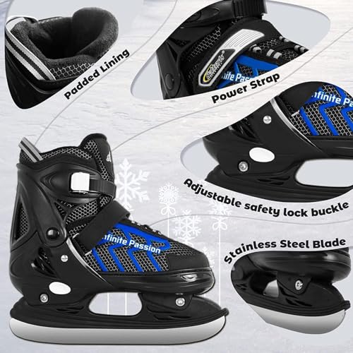 image for Nattork Adjustable Kids Ice Skate for Boys Girls Adult, Soft Padding a