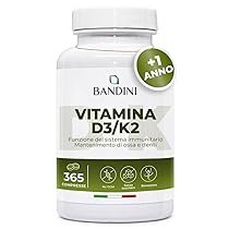 Bandini® Vitamina D3 K2 | 365 COMPRESSE (12 Mesi) | Vitamina D 2000 UI + 200 mcg Vitamin K | Vitamine MK-7 99% All Trans Vit D3+K2 | Per Ossa, Denti, Muscoli, Articolazioni & Sistema Immunitario