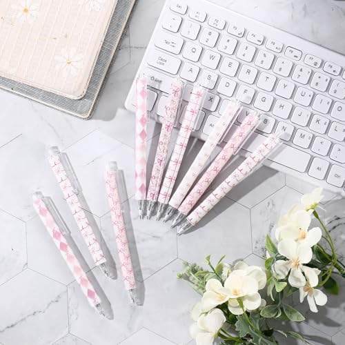 Image of Jetec 60 Pcs Back to School Pink Bow Ballpoint Pens Sets Coquette Bow School Supplies for Girls Coquette Aesthetic Retractable Pens Pink Preppy Girly Stuff Cute Supplies Goodie Bag Fillers for Student