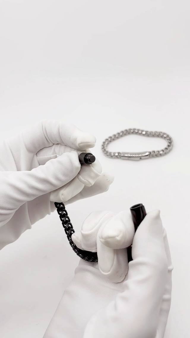Pulsera hombre acero inoxidable cadena Franco negro plata 6mm miniatura 5