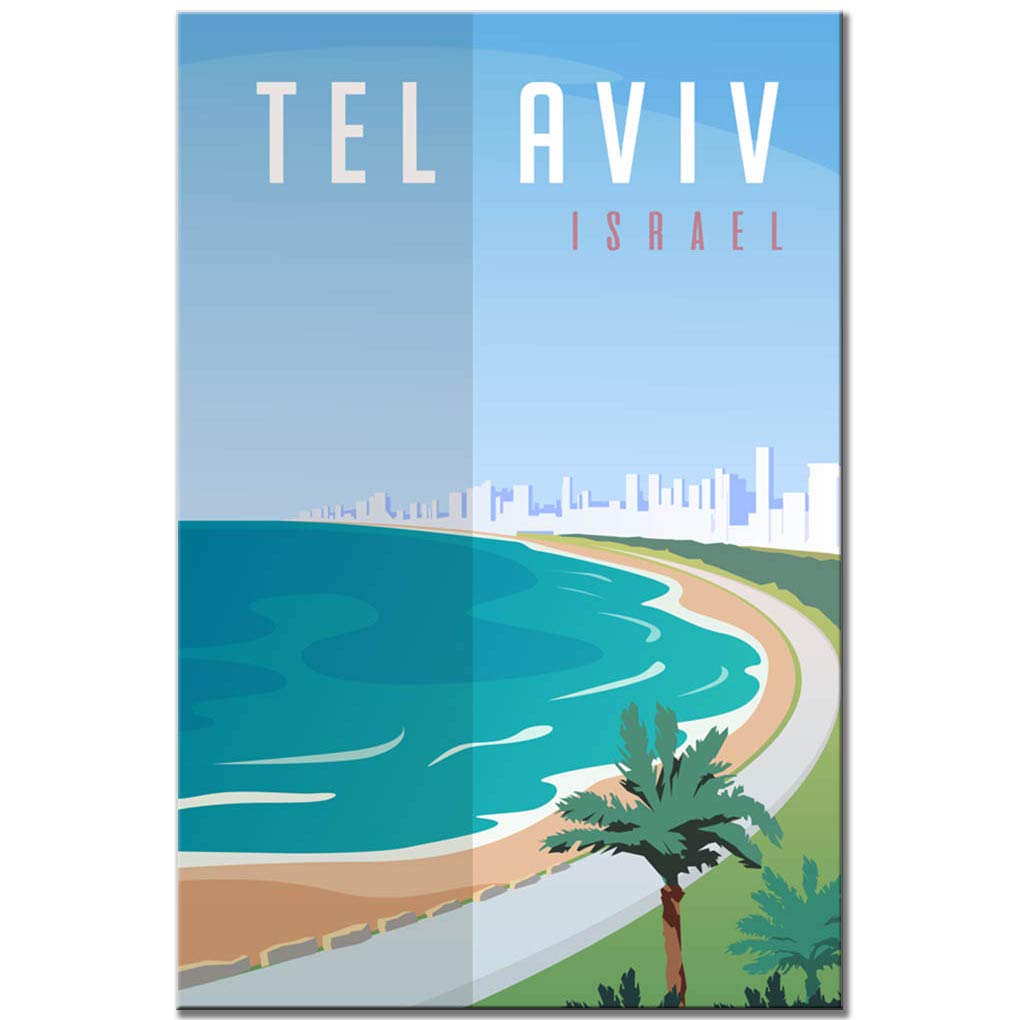 Magnet Sv Tel Aviv Fridge Magnet Israel Vintage Poster Mediterranean Travel Souvenir