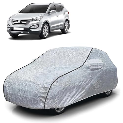 Image of Sulfar 100% Waterproof Car Body Cover Compatible with Mirror for Hyundai Santafe (Triple Stitched, Full Bottom Elastic, Magic Silver with Black Piping)