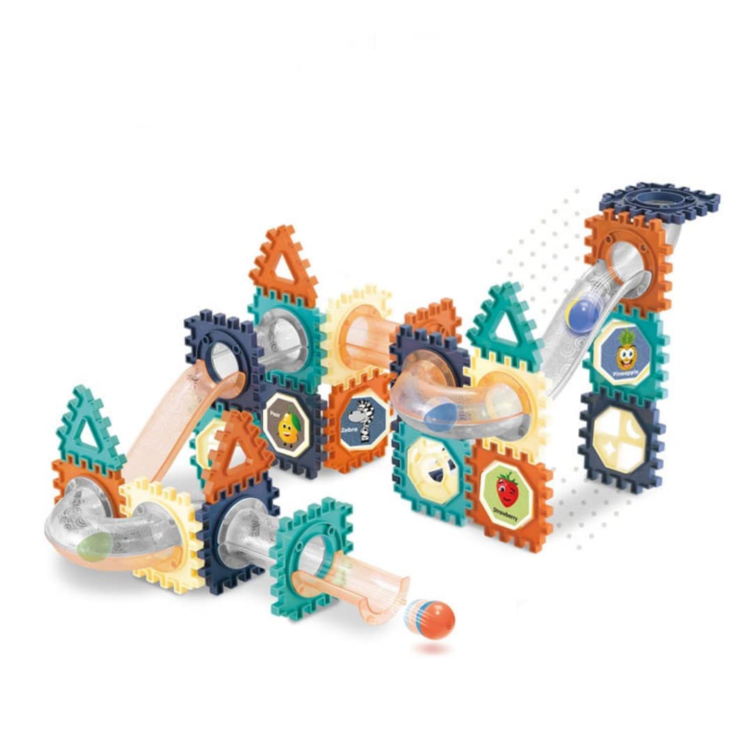KIDHUT 3D 66 Pcs Slide Park Marble Run Race Track Tiles Building Block Toy forChild, Kids, Boys & Girls(3+ Years Age)