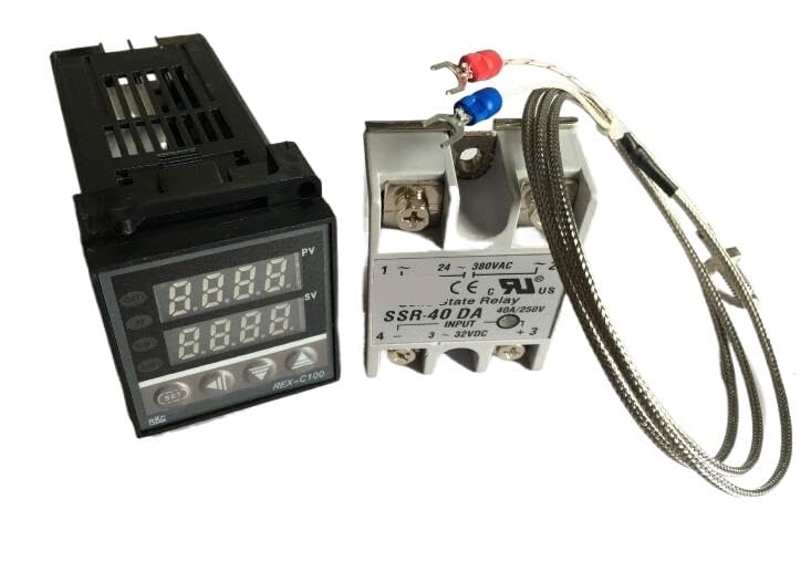 Contrôleur de température PID REX-C100 numérique avec relais SSR 40A et sonde K