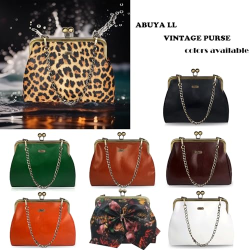 Vintage Purse Small Leopard Print Kiss Lock Retro Bag2