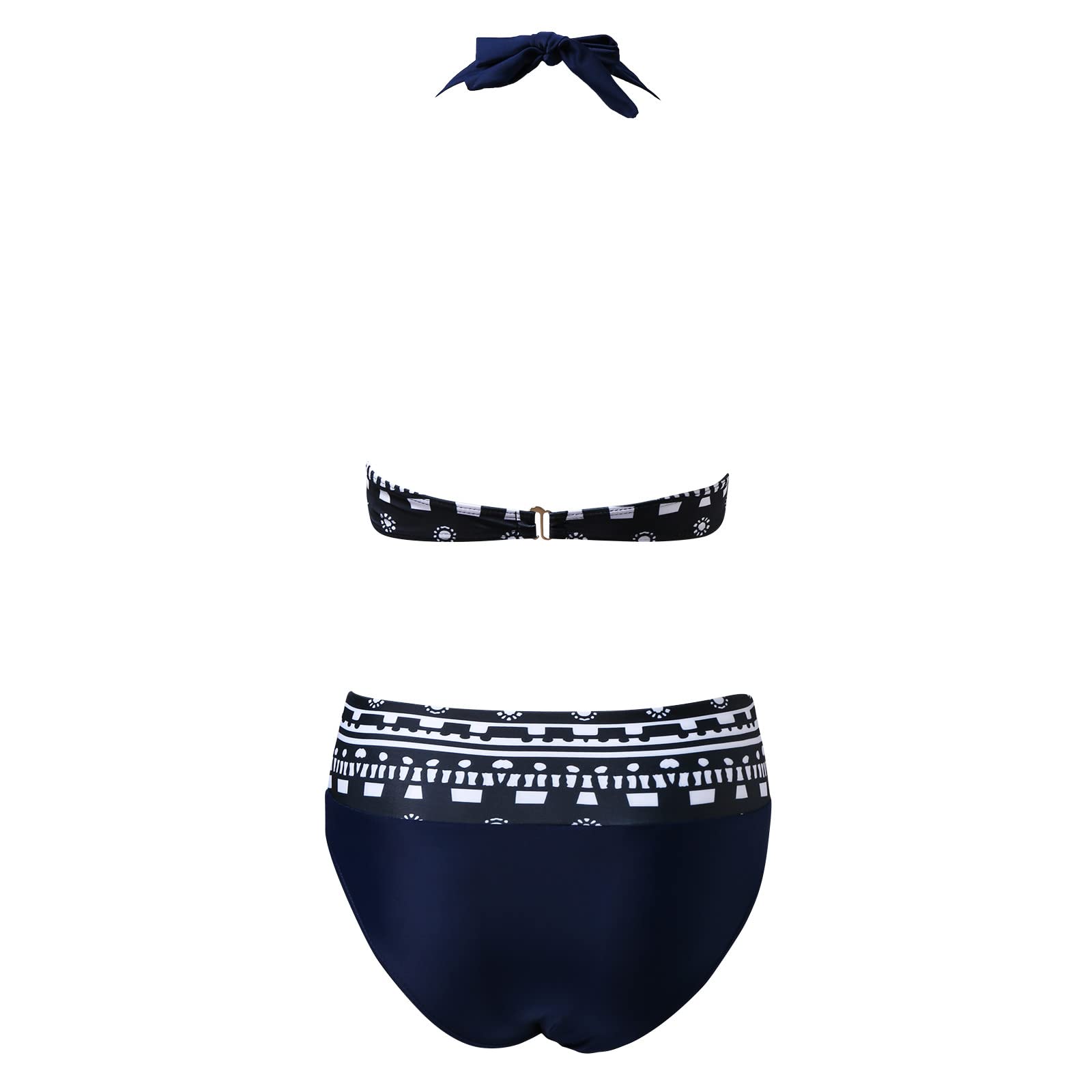 Zestawy bikini dla kobiet Wysoka talia Seksowny dwuczęściowy strój kąpielowy Push Up Zestaw retro z marszczonym nadrukiem