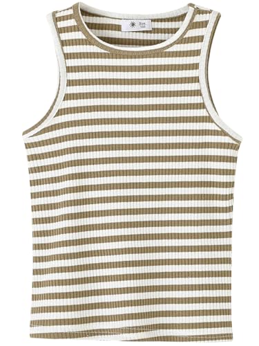 Image of BINIDUCKLING Toddler Tank Top Girls Summer Cute Striped Sleeveless Top 24 Months-8 Years