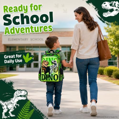 Image of WZLVO 3PCS Dinosaur Backpack for Boys, 16'' Kids Preschool Bookbags with Lunch Box, Cool Water Resistant School Backpacks Set for Elementary Kindergarten Toddler
