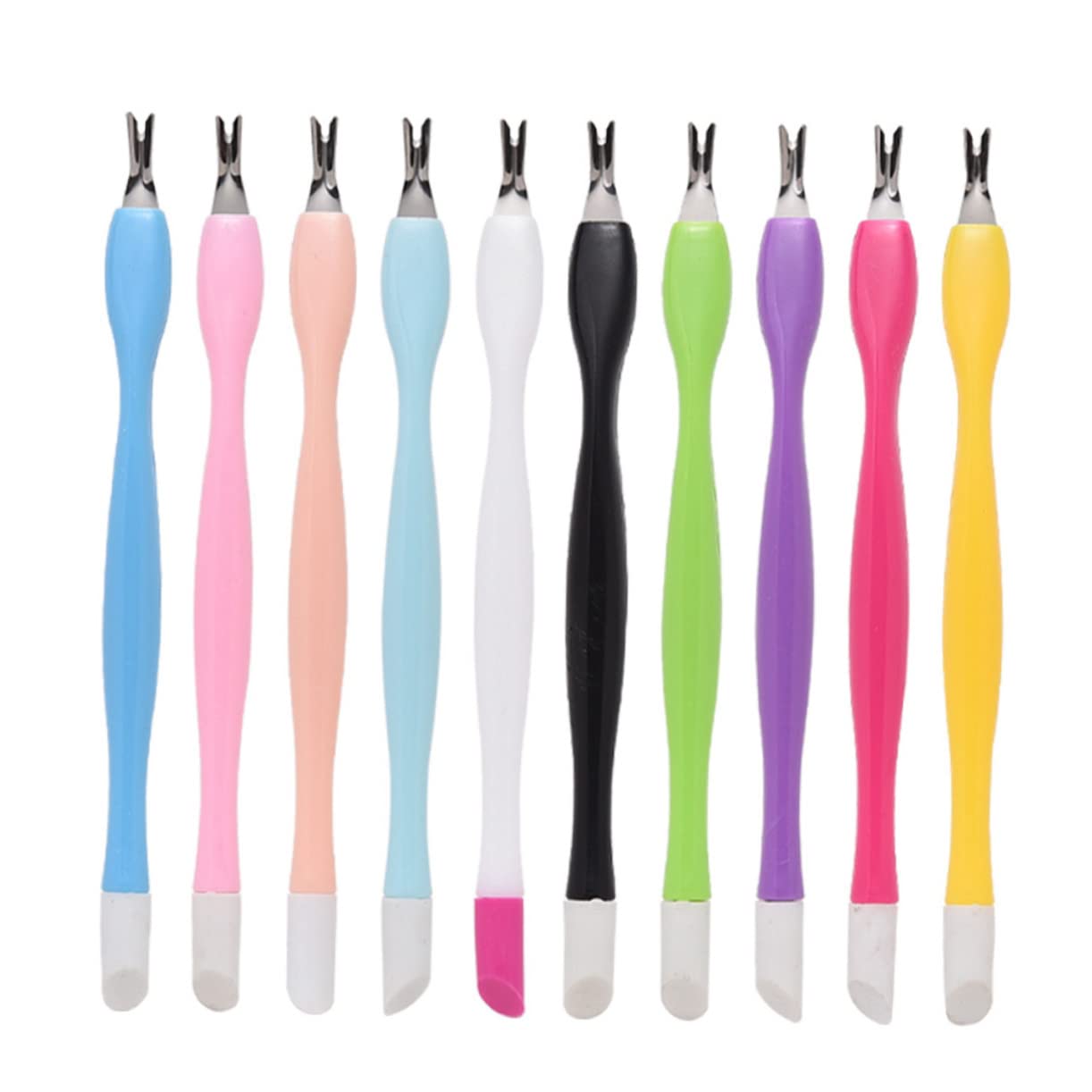 IWOWHERO 50pcs Manicure Dead Skin Trimmer Pushers Dual-head Nail Cuticle Removers for Professional Use Random Style