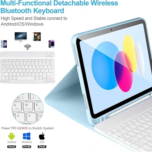 Image of RTSY Keyboard Case for Samsung Galaxy Tab A11+ / A11 Plus 2025 (11 Inch) & A9+ / A9 Plus 2023 (11 inch) with Multi Viewing Angle, Wireless Detachable Folio KB Cover with S Pen Holder-Blue