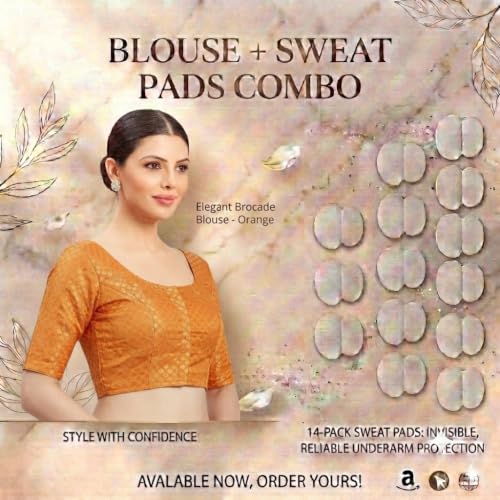 Image of Studio Shringaar Women's Zari Brocade Stitched Elbow Length Sleeves Saree Blouse
