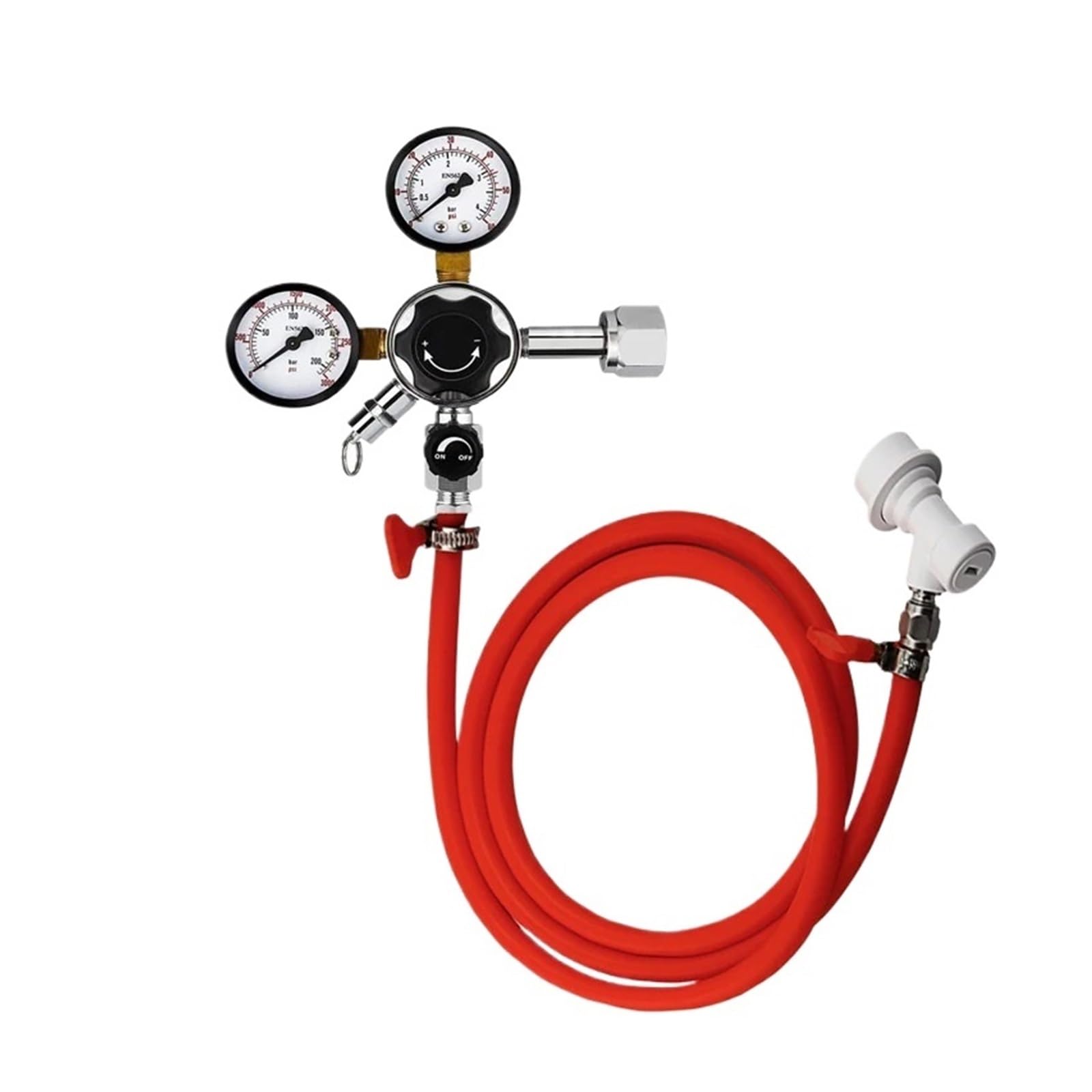 co2 Regulator, Conjunto de línea de Gas for Cerveza Artesanal, regulador de CO2 y Manguera de carbonatación de 5/16'', manómetro Doble for Tanque (W21.8 / CGA320),for kegerator(W21.8)