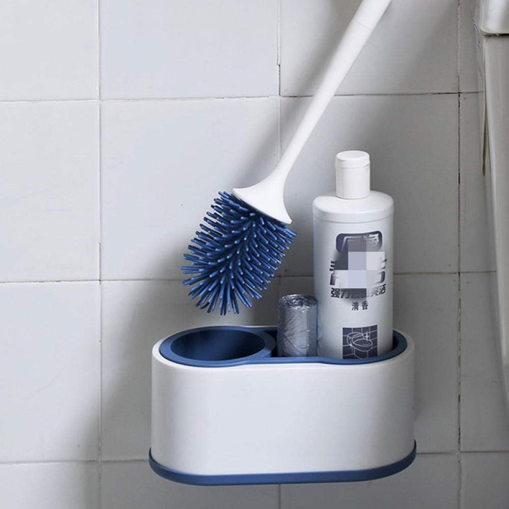 Kit de Cepillo Limpiador Tet, Cepillo y Soporte de Limpieza de Silicona de Secado rápido, para baño Tet, Floo (B_Azul)