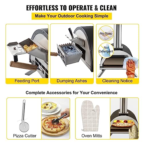 Edelstahl-Pizzaofen, 30,5 cm, Holzofen mit Einfüllöffnung, tragbarer Holzpaletten-Pizzabereiter for das Kochen im Freien – Bild 3