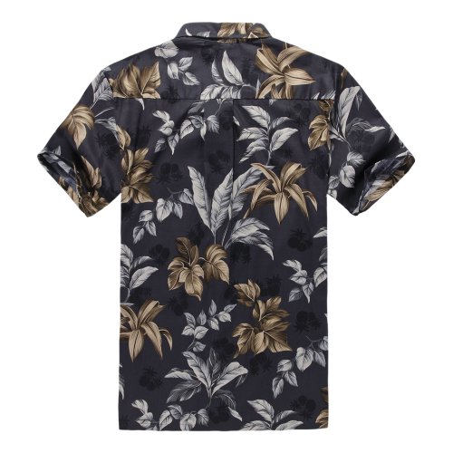 Uomini Aloha Shirt Camicia hawaiana Fogli grigio