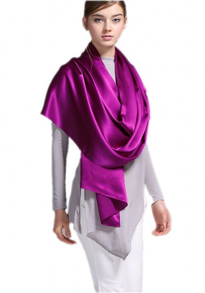 200cm Donna Uomo Foulard Sciarpa in Pura Raso Seta Cerimonia Stola Elegante Tinta Unita Color Coprispalla Matrimonio