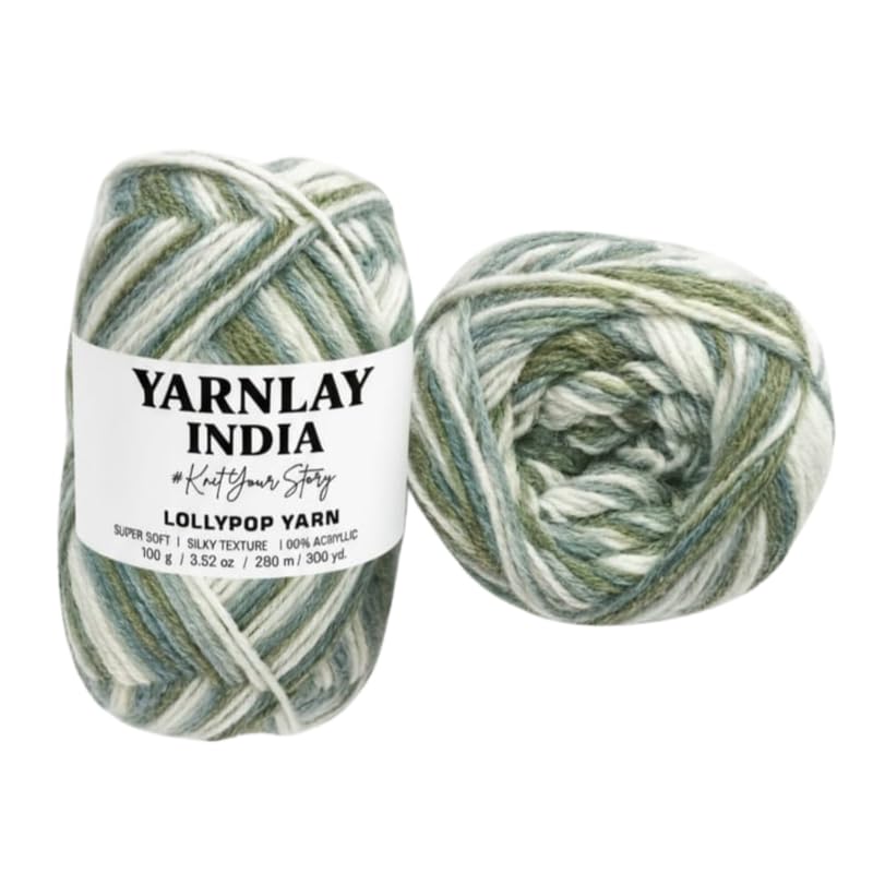 YARNLAY Lollipop Acrylic Yarn | 100g / 320m โ Soft, Shiny & Durable Knitting Yarn for Scarves, Sweaters, Caps & Winter Wear - Image 1