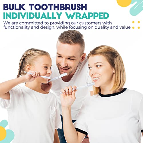 Image of 400 Pack Individually Wrapped Disposable Toothbrush Bulk Hard Bristle Adult Manual Tooth Brush Travel Toothbrushes Single Use Toothbrush for Homeless Women Men Hotels Guest Rooms, White
