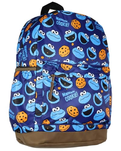 INTIMO Sesame Street Cookie Monster Backpack -School Book Bag with Laptop Tech Sleeve Travel Daypack