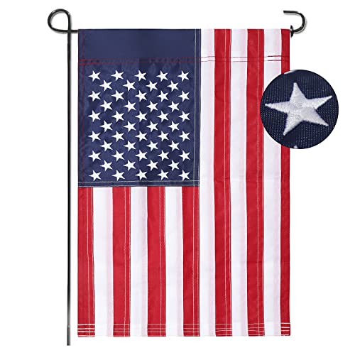 Freefy American Garden Flag 12 x 18 Inch Embroidered Stars Outdoor Durable Nylon USA ResidentialYardGarden Decor American Flag Garden Flag