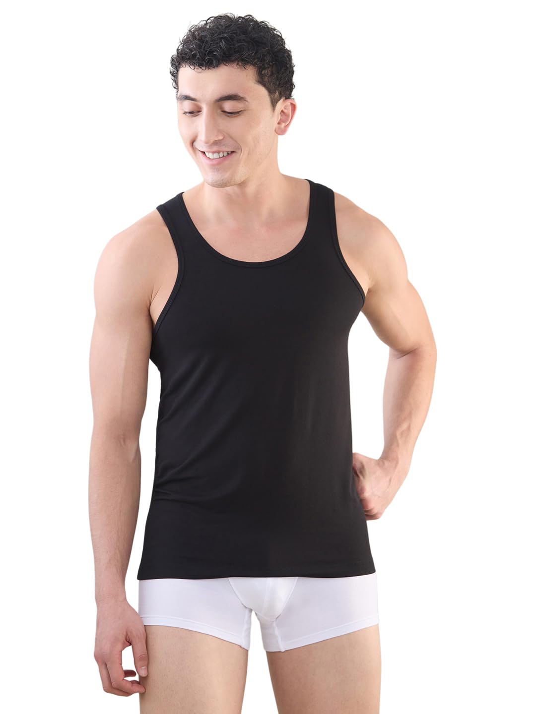 park avenue Men Body fit Solid Pattern Bamboo Spandex Blend Vest-picture-18