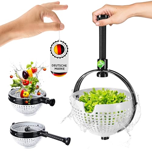 WoonFux® NEU!!! Salatschleuder mit praktischem Klappgriff - Salat Spinner mit minimaler Kraftanwendung durch Druck - Salatschleuder faltbar für Ihren Küchenkomfort (Weiß) WoonFux® NEU!!! Salatschleuder mit praktischem Klappgriff - Salat Spinner mit minimaler Kraftanwendung durch Druck - Salatschleuder faltbar für Ihren Küchenkomfort (Weiß)
