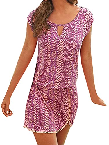 Onsoyours Mujer Casual Playa Largos Verano Tie Dye Vestido Boho Hendidura Falda Larga Maxi Vestido Playeros B Rosa 36