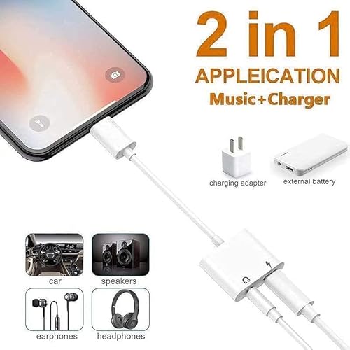 2 Pack Headphone Adapter For Iphone, 2 In 1 Lightning To 3.5Mm Jack Adapter Aux Audio Dongle [With Apple Mfi Certified] Earphone Converter Compatible With Iphone 14/13/12/11/Xr/Xs/Max/X/8 #TOP3
