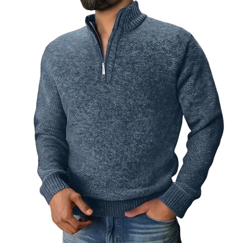 Mens Quarter Zip/Full Zip Knitted Sweater Turtleneck/Stand Collar Raglan Long Sleeve Loose Fit Stylish for Casual2