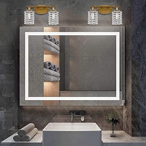 Iluminación de espejo de baño con cristal E14 y aplique de metal dorado 6