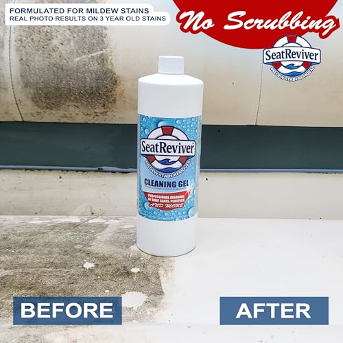 Image of Marine Mildew Stain Remover for Boat Seats, Vinyl & Plastic | Light Gel That Clings Longer | Fast-Acting | No Scrub | 32oz