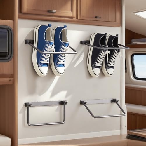 svteli 4er-Pack Schuhregal für Wohnmobile – Schuhhalter aus Aluminium für Wohnmobile und Wohnwagen, ultimative platzsparende Schuhaufbewahrungslösung für Wohnmobile für verschiedene Arten von Schuhen