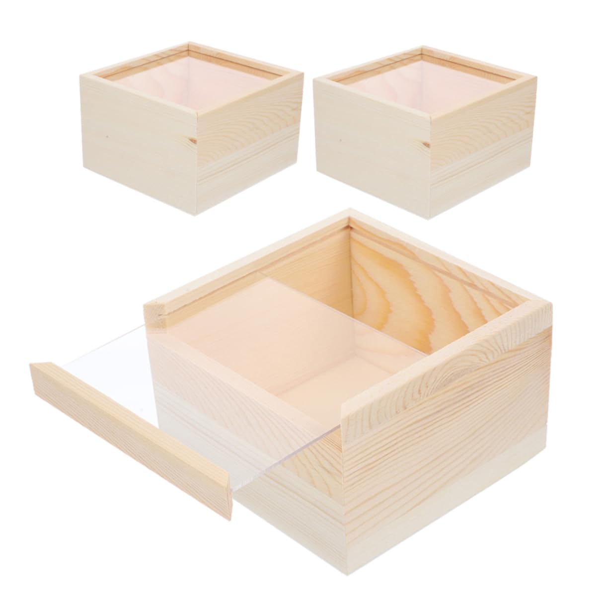 Boîte en bois à couvercle coulissant lot de 3 coffrets de rangement bijoux