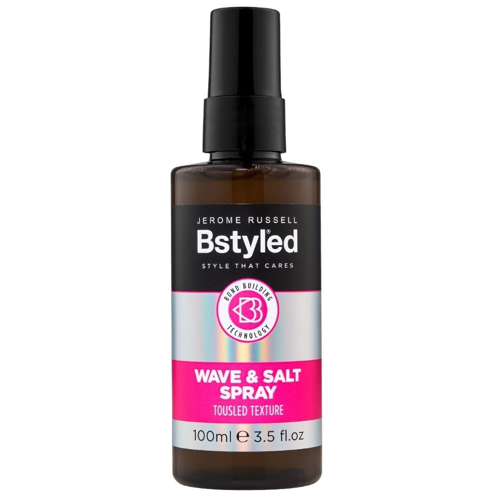 Jerome Russell Bstyled Wave & Salt Spray- Medium Hold Spray For Definition, Matte Finish & Soft Curly Hair - With Pomegranate, Turmeric & Bond Building Technology,