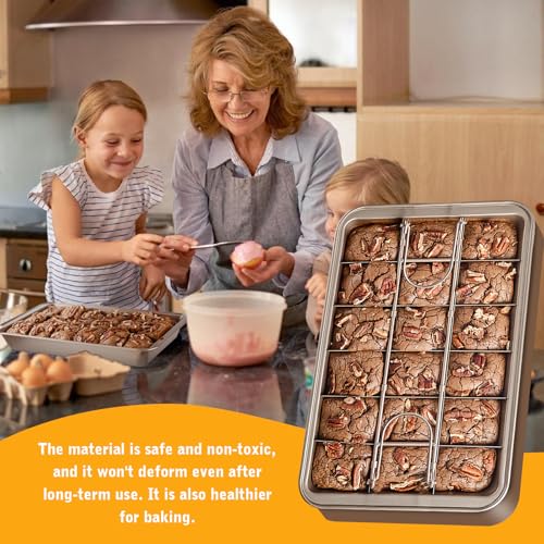 Miniatura 5 de Goedch Brownie - Molde Para Hornear 31,5 X 20 X 4 Cm, Antiadherente, Con Divisores, Para Brownie, Con 18 Separadores Para Hornear Galletas De Pasteles