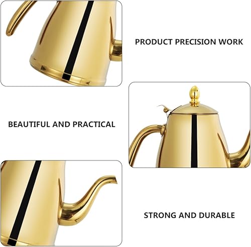 Miniatura 5 de Luxshiny Tetera de acero inoxidable Tetera de cuello de cisne Tetera con tapa de gas Tetera hervida Botella dispensadora de aceite de oliva Botella