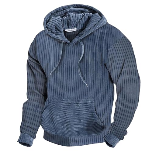 Men's Corduroy Pullover Hoodies, Vintage Drawstring Hooded Sweatshirts Drawstring Casual Pullover Sweater with Pocket3