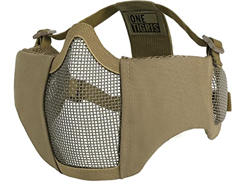 Image of OneTigris Foldable Airsoft Steel Mesh Half Face Mask with Ear Protection
