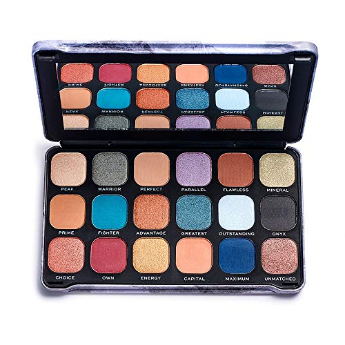 Makeup Revolution Forever Flawless Eyeshadow Palette, Optimum, Matte & Shimmer Hues, 18 Pigment-Rich Shades, Vegan & Cruelty-Free, 0.52 Oz