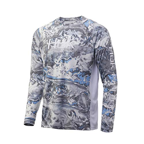 Huk Men's Pursuit Camo Vented Long Sleeve 30 UPF Fishing Shirt, Mossy