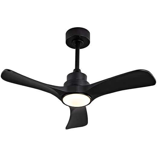Ceiling Fans with Lights, 36 inch Black Ceiling Fan with Light and Remote Control,Reversible, 3CCT, Dimmable, Noiseless Wooden Ceiling Fan Light for Bedroom, Indoor/Outdoor Use