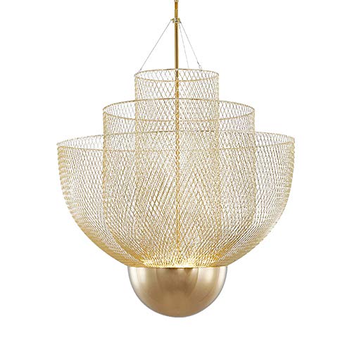 Lampe à suspension LED moderne métal grille chrome pour séjour et B&B