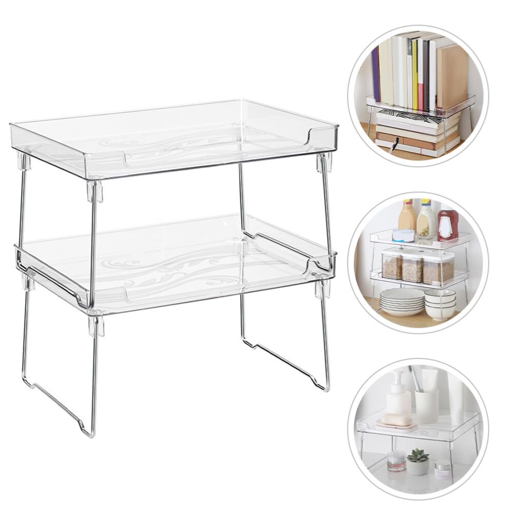 Angoily 2 Pcs Étagère à Épices Organisateur D'épices Étagère de Comptoir Cuisine Pliable en Acier Inoxydable et Plastique à Charge Renforcée Cuisine et Salle de Bain