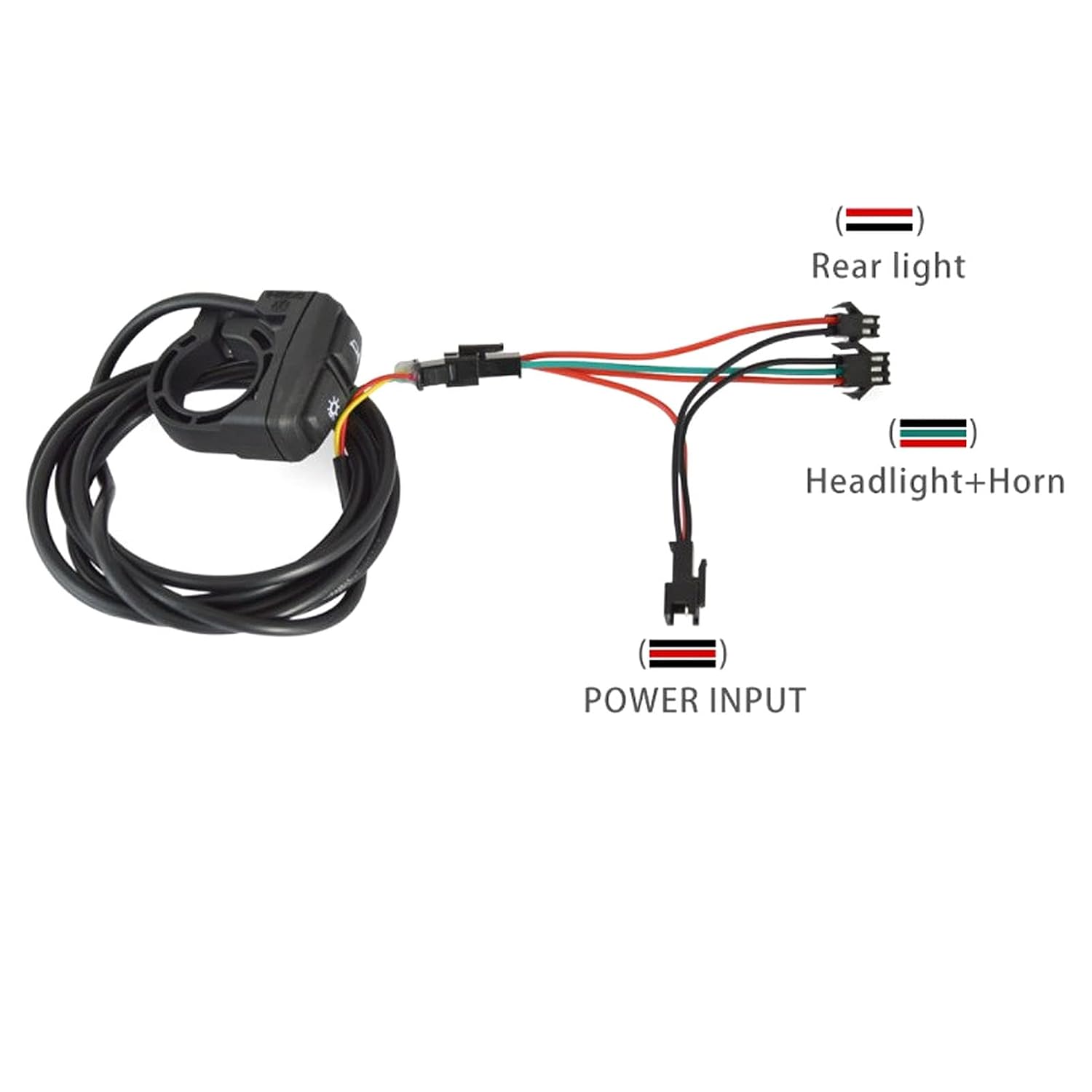 Lamp Horn Switch, 2 in 1 Motorcycle Horn Turn ON/Off Control Anti Slip Electric Scooter Light Switch Signal Button with 170cm/66.9in Cable for 22.2mm/8.7in Handle