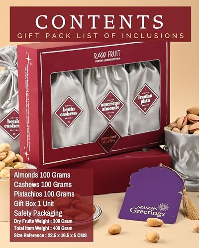 Image of Hyperfoods Elegant Designer Box with Cashews Almonds Pistachios 300 Grams Pack of 3 Dry Fruits Festival Gift Hampers Gifting Collection for Any Occasion DryFruit Gift Hamper